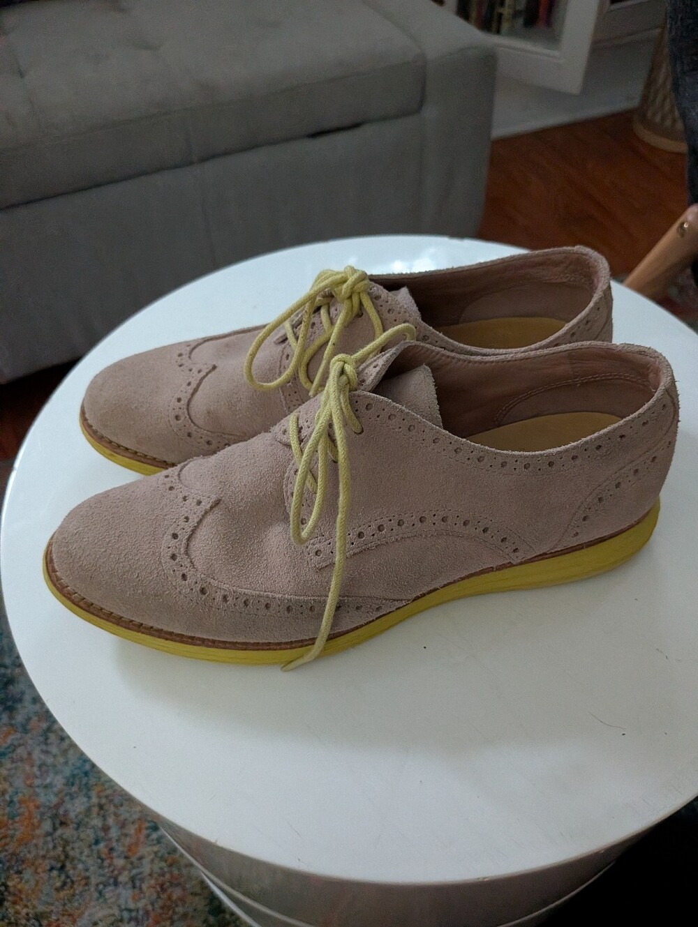 Cole Haan LunarGrand Tan Suede Wingtip Oxfords Citrus Sole Women's 7C - Picture 5 of 8